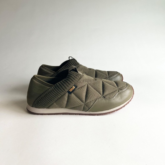 Men’s New Teva Olive Green Canvas Leather Rubber Outsole Sneakers Mules Size 10 - Picture 2 of 14